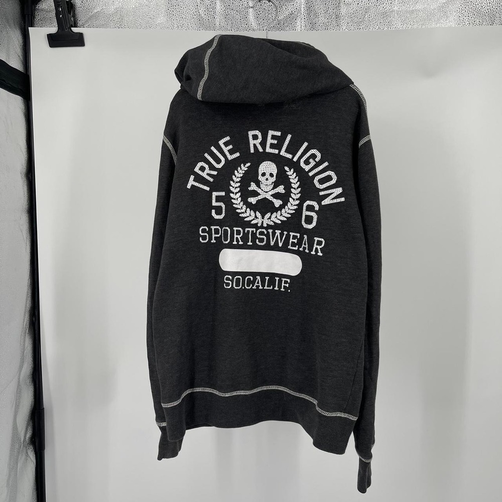 Vintage Y2K True Religion Women's Hoodie Sweatshirt Rhinestone Bling L Grunge